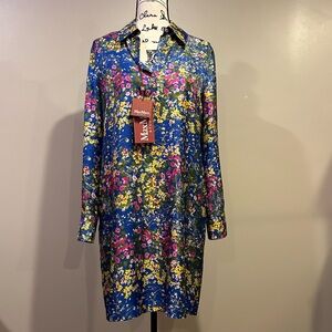Max Mara Studio Silk Floral Patterned Long-Sleeved Dress